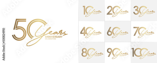 Fotografia set of anniversary premium collection golden color can be use for celebration ev