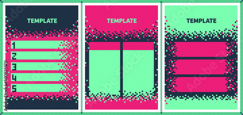 Template - Pixels infographic checkered templates easily editable gradient boxes