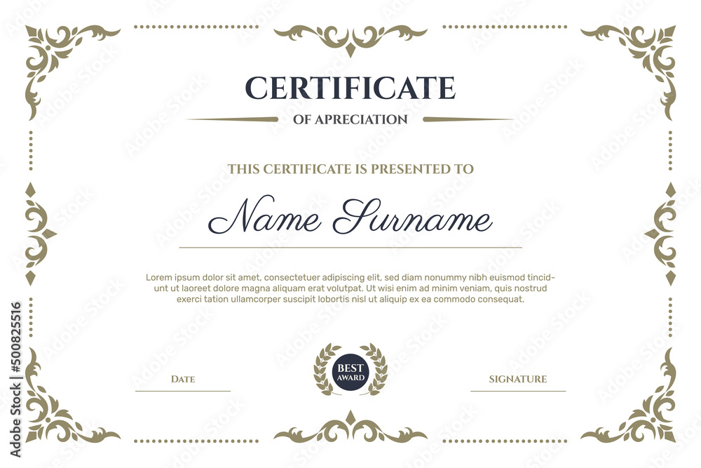 Obraz premium Elegant certificate with frame template. - Vector.