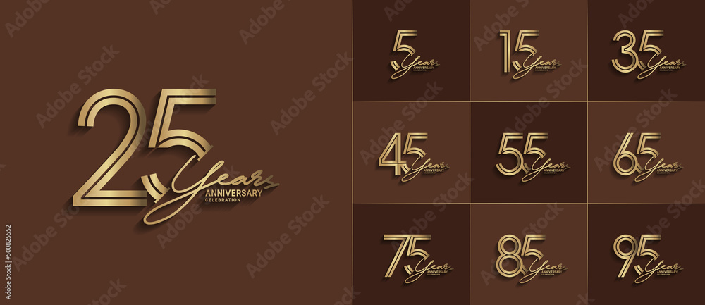set of anniversary premium collection golden color can be use for celebration event set of anniversary premium collection golden color can be use for celebration event