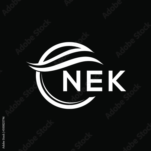 NEK letter logo design on black background. NEK  creative initials letter logo concept. NEK letter design.
 photo