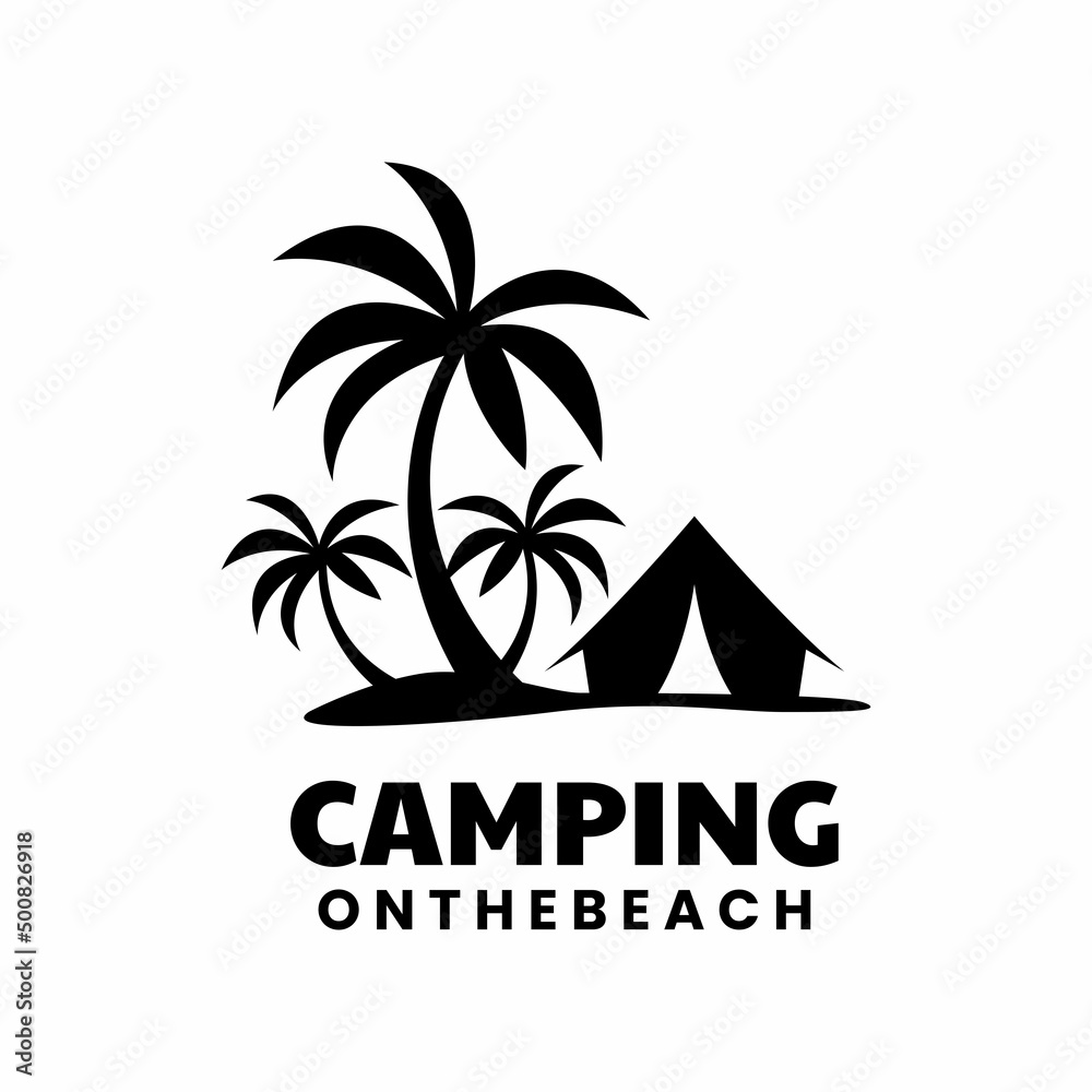 camping on the beach logo design