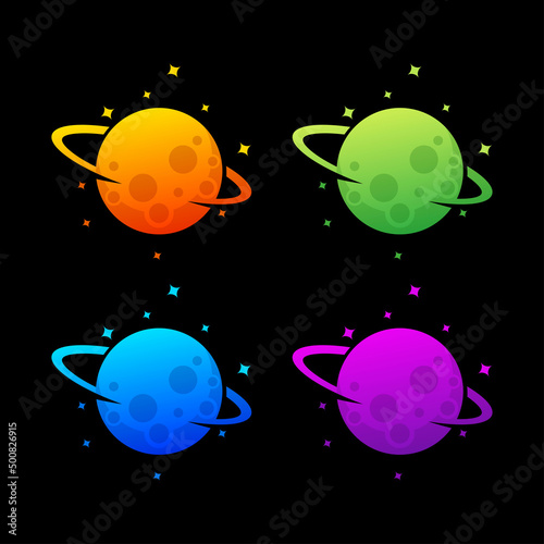 planet saturn icon gradient logo design