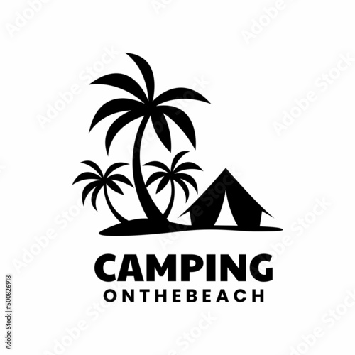 camping on the beach logo design