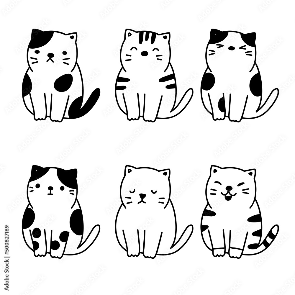 Coloring page outline of cartoon cat. Stock Vector | Adobe Stock