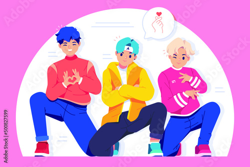 Obraz na płótnie Flat Korean Boy Band character collection