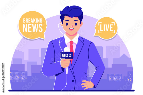news reporter flat design illustration