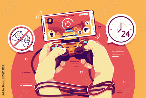 online gaming addictive flat vector illustration