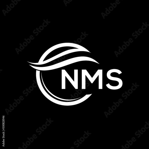 NMS letter logo design on black background. NMS  creative initials letter logo concept. NMS letter design.
 photo