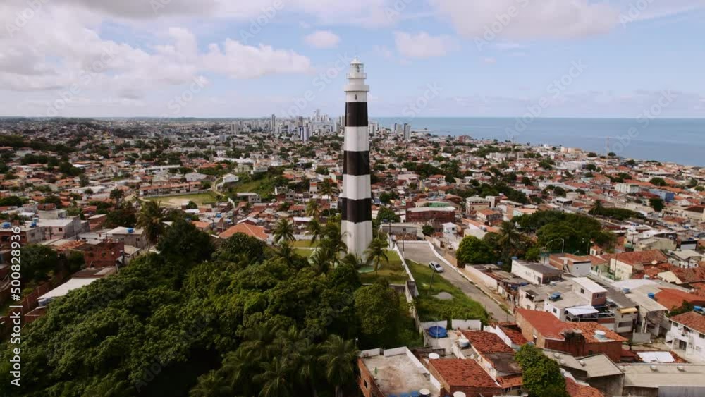 Aerial view of Olinda Lighthouse, Olinda, Pernambuco, Brazil