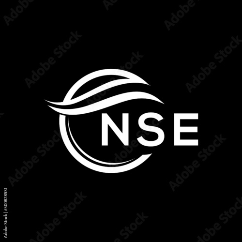 NSE letter logo design on black background. NSE  creative initials letter logo concept. NSE letter design.
 photo