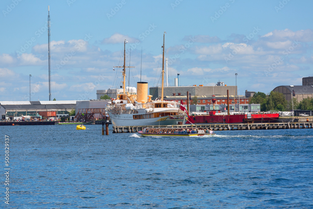 Danish Royal Yacht Dannebrog moored in the port, Copenhagen, Denmark