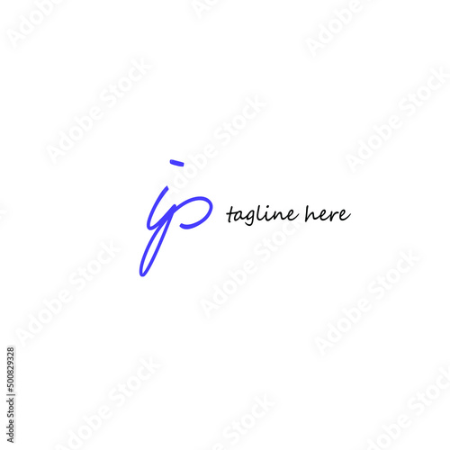 Initial Letter ip Logo - Handwritten Signature Logo