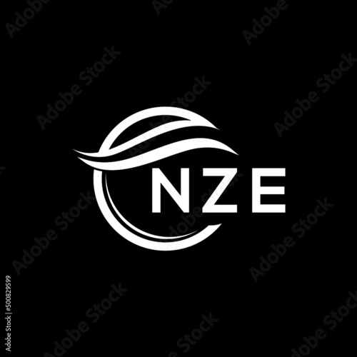NZE letter logo design on black background. NZE  creative initials letter logo concept. NZE letter design.
 photo