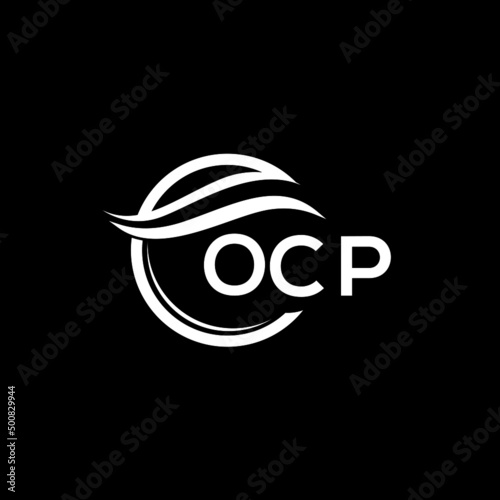 OCP letter logo design on black background. OCP  creative initials letter logo concept. OCP letter design.
 photo