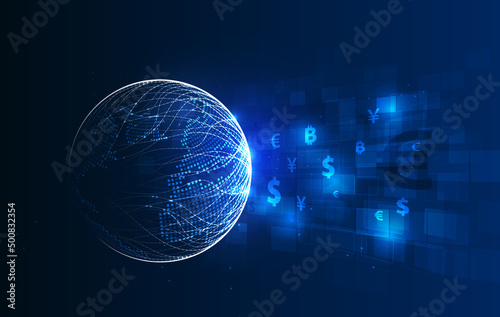 Money transfer. Global Currency. Stock Exchange. Stock vector illustration.