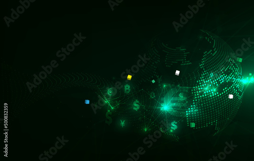 Money transfer. Global Currency. Stock Exchange. Stock vector illustration.