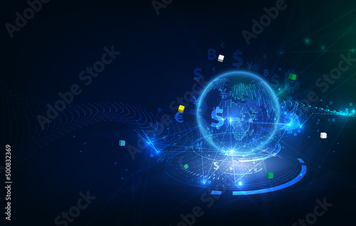 Money transfer. Global Currency. Stock Exchange. Stock vector illustration.