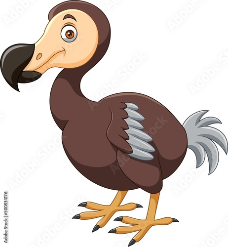 Cute dodo bird cartoon on white background