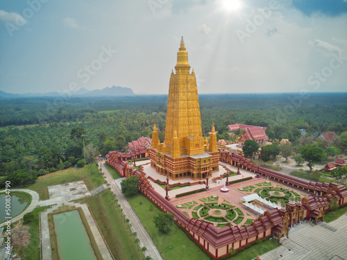 Aerial view of Wat Mahathat Wachiramongkol (Wat Bang Tong) Krabi Thailand photo