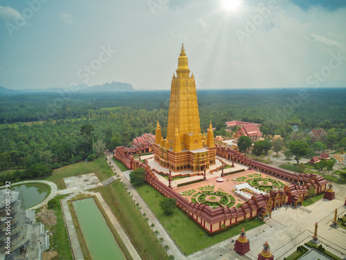 Aerial view of Wat Mahathat Wachiramongkol (Wat Bang Tong) Krabi Thailand photo