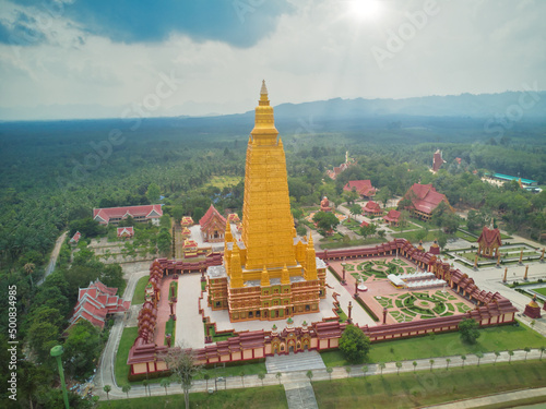 Aerial view of Wat Mahathat Wachiramongkol (Wat Bang Tong) Krabi Thailand photo