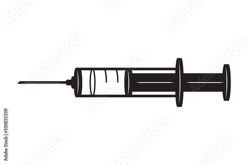 Syringe icon. Medical health injection. Vaccine drug symbol. Medicine vector illustration.