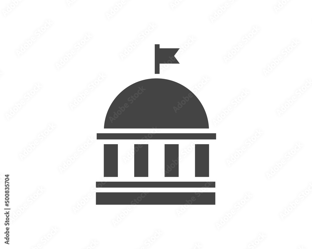 Government icon vector. Building construction symbol. Architecture residental design. Classic estate sign.