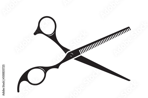 Hairdress barber scissors, professional salon tools. Hairdressing design element.