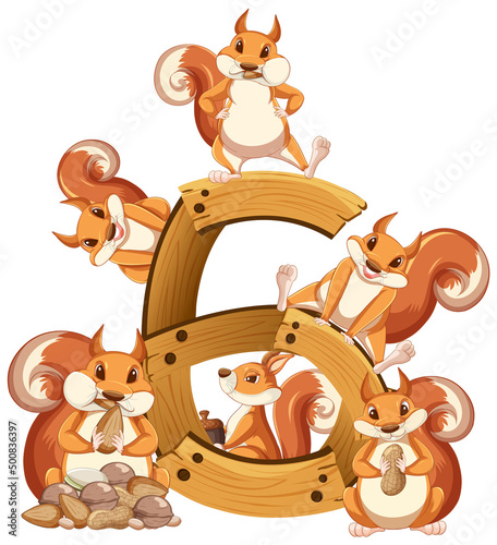 Six squirrel attached to number six