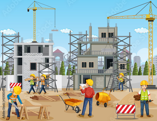 Scene of building construction site
