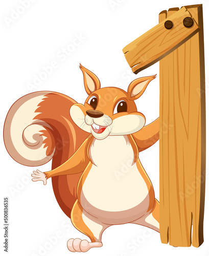 A squirrel attached to number one