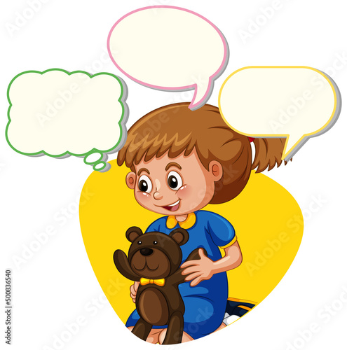 Little girl with speech bubbles