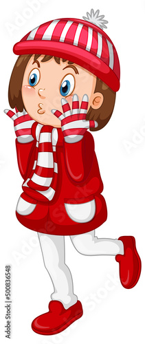 Cute girl in winter outfit cartoon