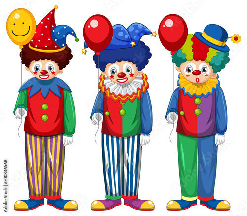 Set of clown cartoon character