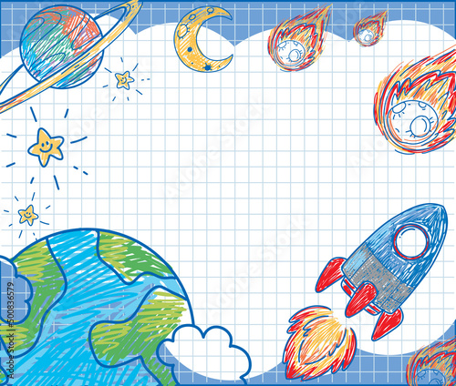 Hand drawn coloured crayon background template
