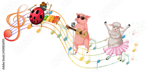 Cartoon animals music band