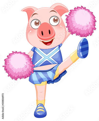 Little pig wearing cheerleader costume
