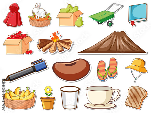 Sticker set of mixed daily objects
