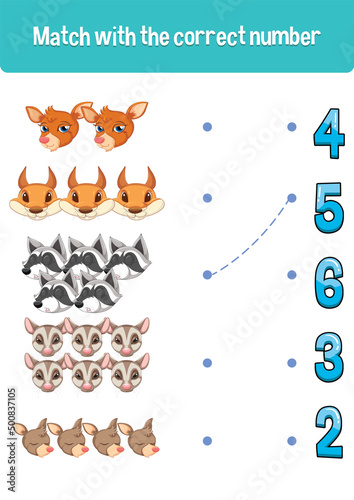 Worksheet design for matching numbers