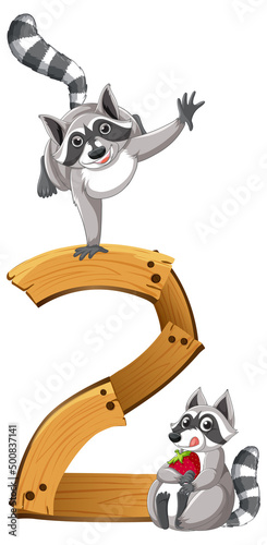 Two raccoons attached to number two