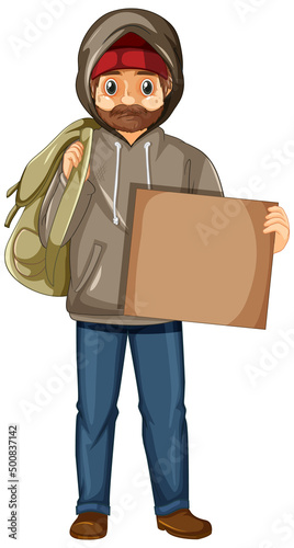 Homeless man cartoon character