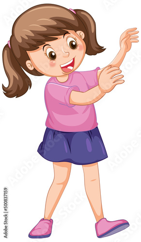 A happy girl on white background
