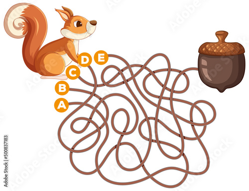 Maze desigh for squirrel an dnut