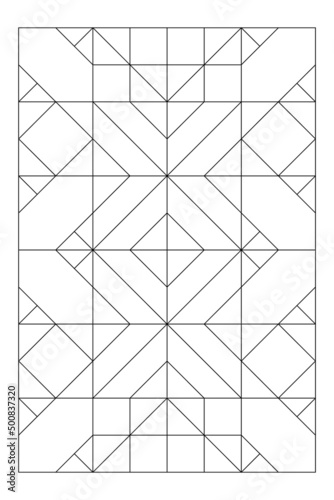 Vertical motif composed of 4 variations of tile box designs. Easy coloring page for digital detox. Anti stress EPS8 #515