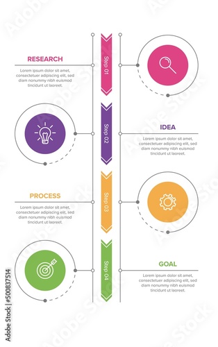 Vertical infographic design with icons and 4 options or steps. Thin line. Infographics business concept. Can be used for info graphics, flow charts, presentations, mobile web sites, printed materials.