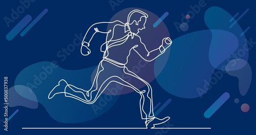 continuous line drawing of business situation - businessman running fast