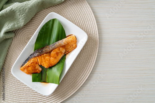 Grilled Salmon Steak with Soy Sauce