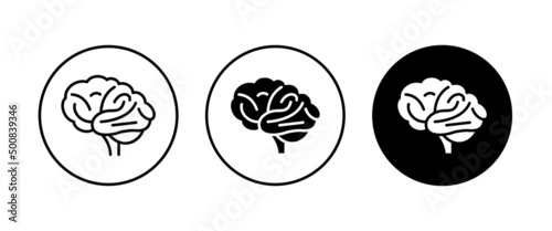 Human brain medical vector icon logo, sign, editable stroke illustration isolated on white background