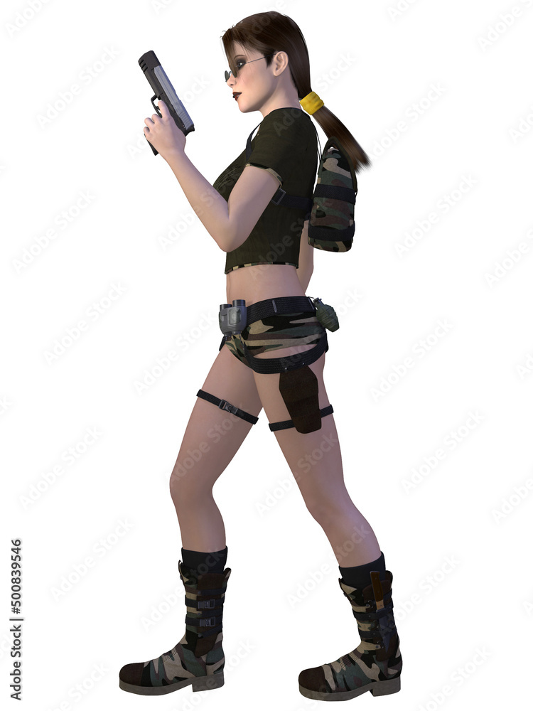 3d illustration of an sexy action figure 3d illustration of an sexy action figure